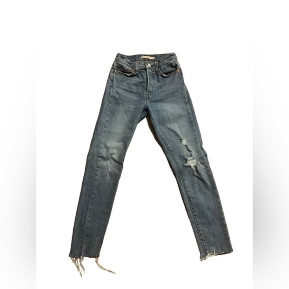 Levi's Wedgie Skinny Jeans Distressed Light Wash Size 24 - Picture 2 of 10